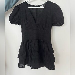 Chic Black Ruffled Women's Romper